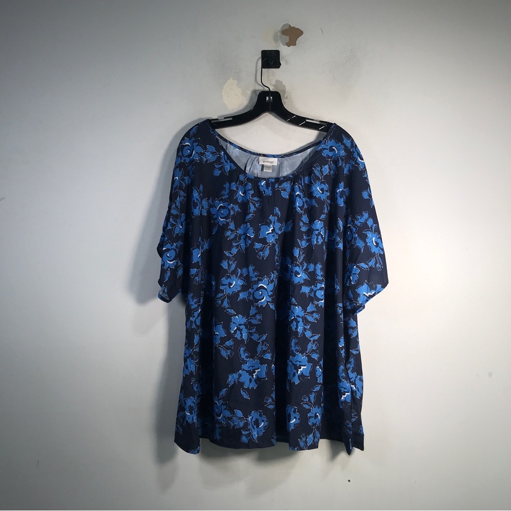 Avenue Floral Dolman Sleeve Blouse, Women's Size 22/24 - Black/Blue